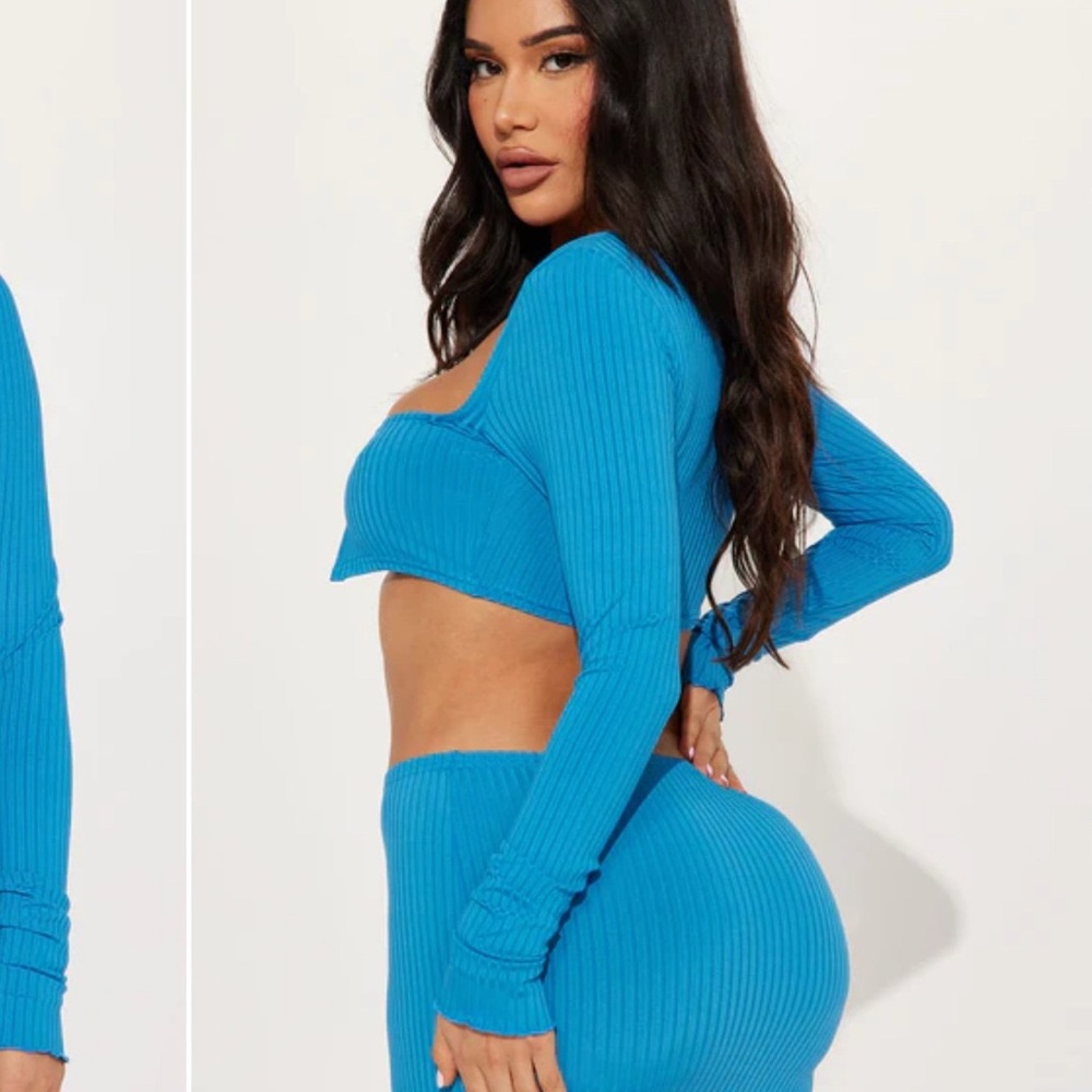 Vibrant Blue Ribbed Two-Piece Set - Picture 3 of 6